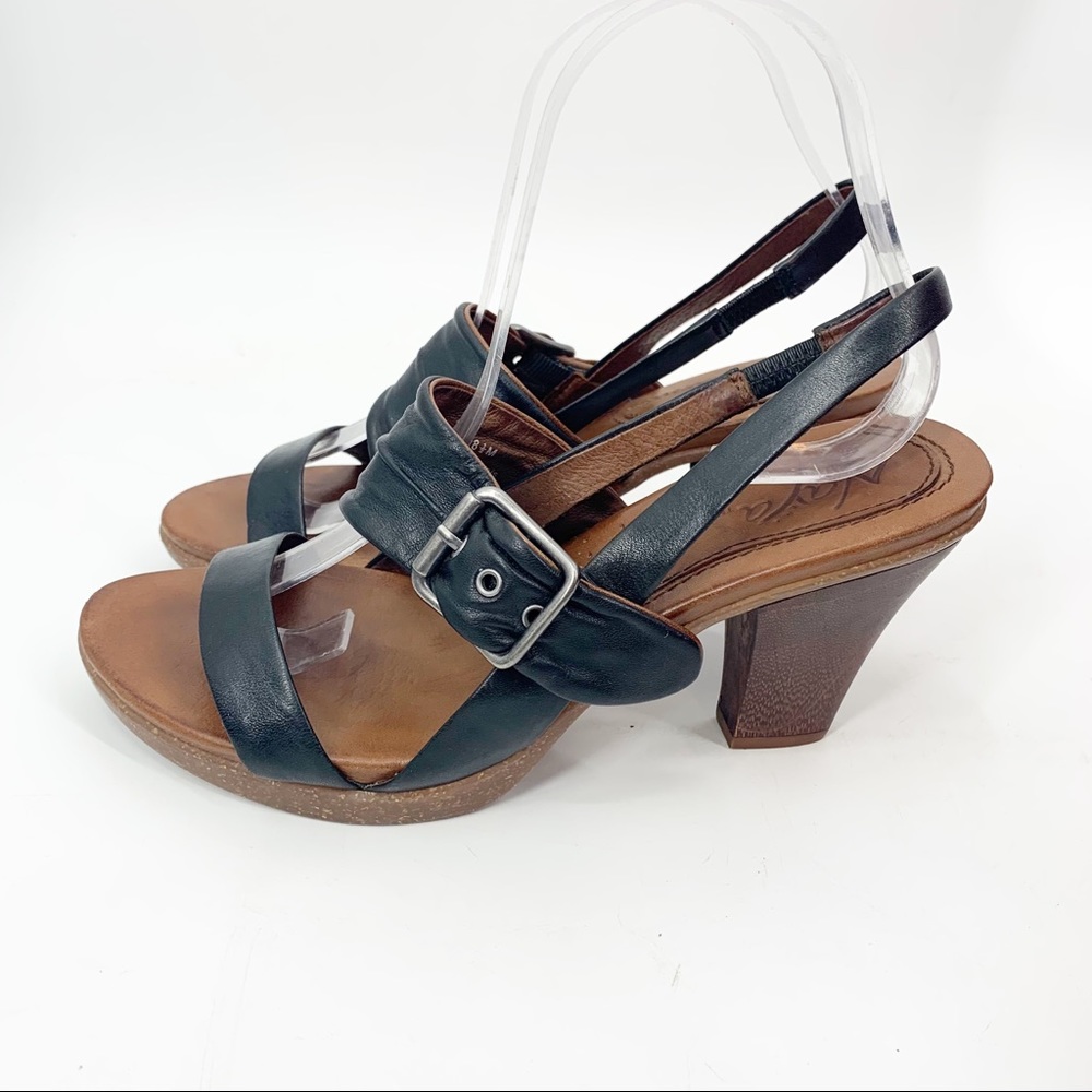 Naya Alamosa Black Leather Strappy Heeled Sandals Size 8.5M